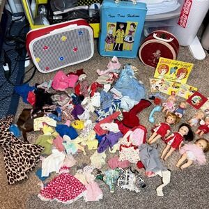 HUGE 1960s Vintage Doll LOT Cases Accessories 50+ Clothes Mini Books Barbie